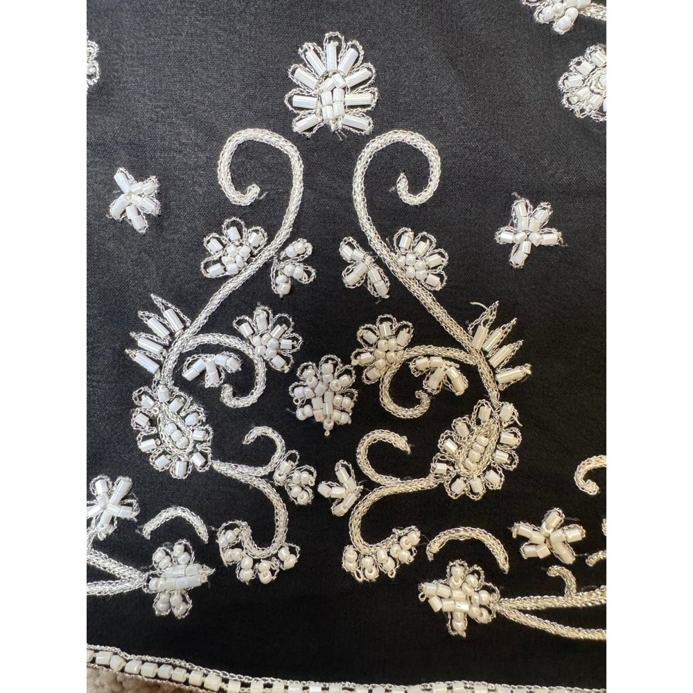 Vintage Andretta Donatello Silk Beaded Embroidered Top Black L Italian - Picture 7 of 9